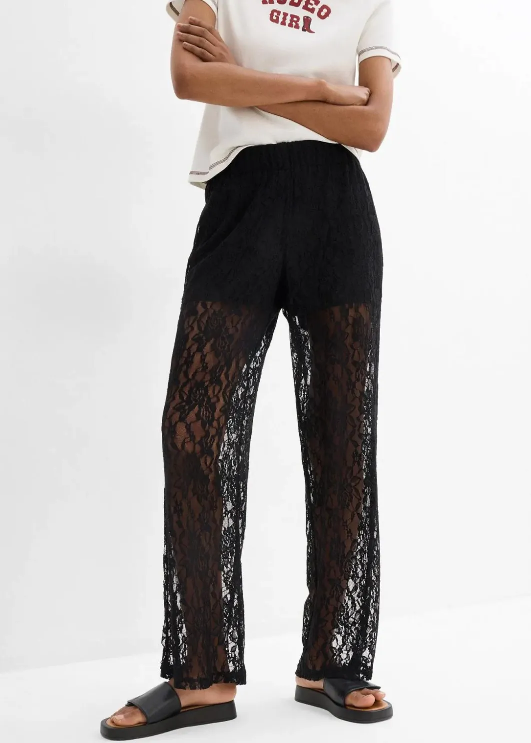 Damen bonprix Hosen|Schlupfhose mit Spitze
