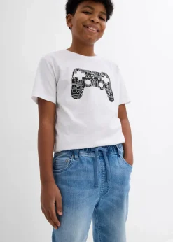 Kinder bonprix Jungen 9-16 Jahre·Jeans|Jungen 9-16 Jahre·Shorts|Schlupf-Jeans-Longbermuda, Slim Fit