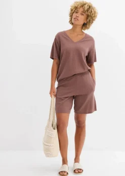 Damen bonprix Hosen|Zweiteiler & Sets|Schlupf-Shorts aus Feinstrick