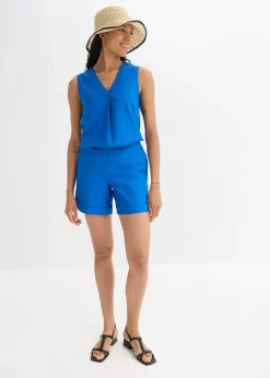 Damen bonprix Hosen|Shorts|Schlupf-Shorts aus luftigem Leinen-Mix