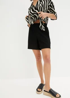 Hot Schlupf-Shorts mit hohem Bund aus Strukturjersey Damen Bekleidung·Outdoorbekleidung|Bekleidung·Kleider