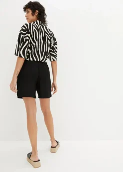 Hot Schlupf-Shorts mit hohem Bund aus Strukturjersey Damen Bekleidung·Outdoorbekleidung|Bekleidung·Kleider