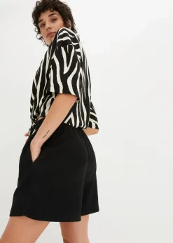 Hot Schlupf-Shorts mit hohem Bund aus Strukturjersey Damen Bekleidung·Outdoorbekleidung|Bekleidung·Kleider