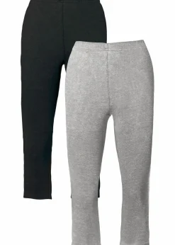 Damen bonprix Hosen|Basics|Schmal geschnittene Capri-Leggings (2er Pack)