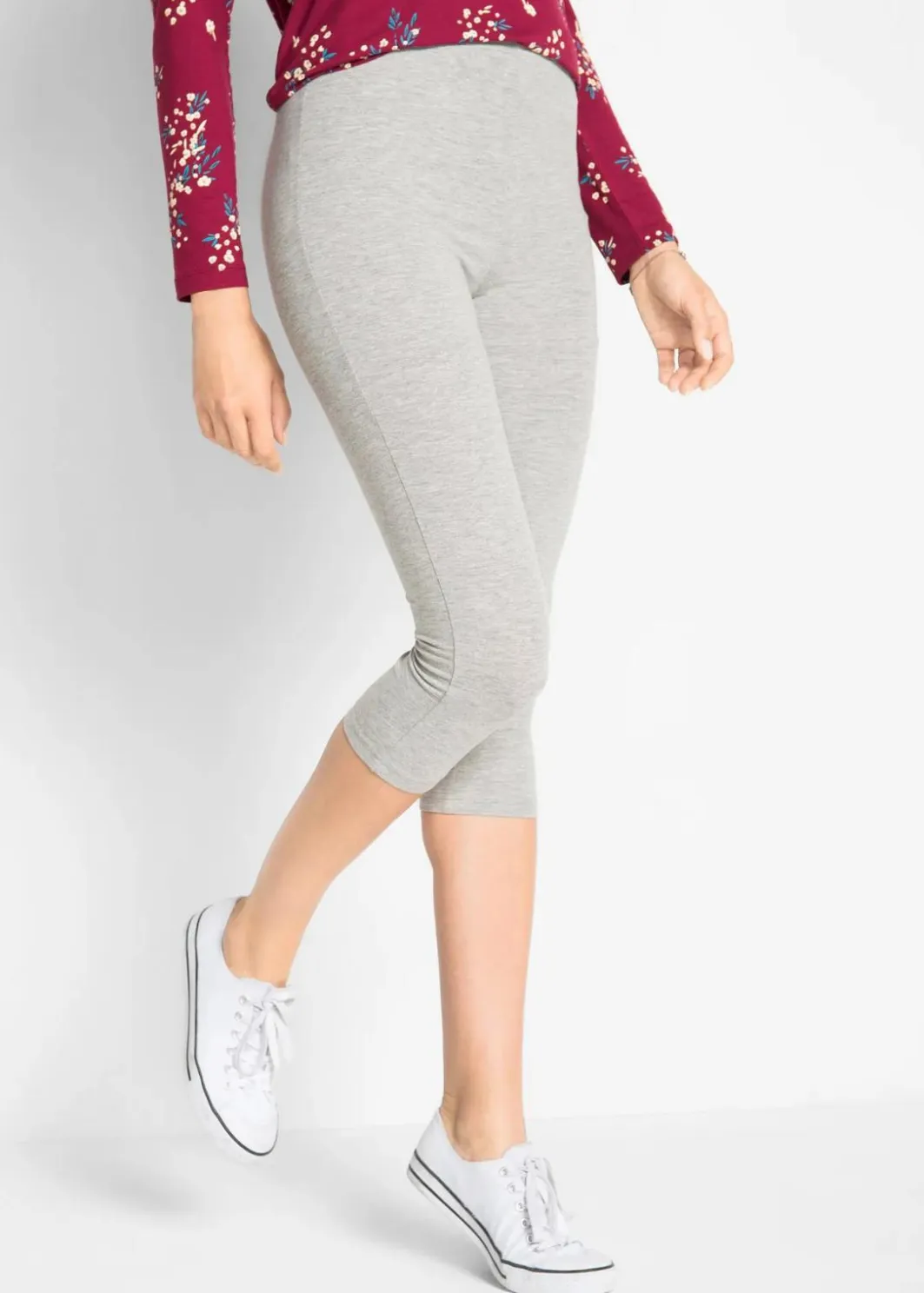 Damen bonprix Hosen|Basics|Schmal geschnittene Capri-Leggings (2er Pack)