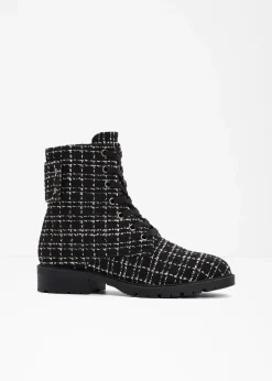 Damen bonprix Boots|Schnürboots in Bouclé-Optik