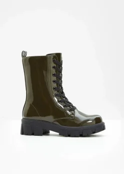 Outlet Schnürboots in Lack-Optik Damen Boots