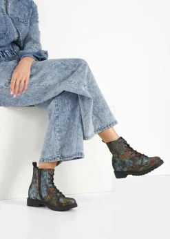 Damen bonprix Boots|Schnürboots mit floralem Muster