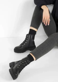 Damen bonprix Boots|Schnürboots mit Profilsohle