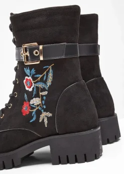 Damen bonprix Boots|Schuhe & Accessoires In Spezialgrößen·Schuhe In Übergröße|Schnürboots mit Stickerei
