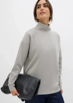 Damen bonprix Bekleidung·Röcke|Bekleidung·Blusen & Tuniken|Scuba-Shirt mit Stehkragen