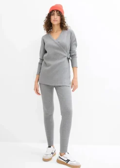 Online Set aus Umstands-Wickelshirt mit bequemer Leggings (2-tlg.Set) Damen Umstandsmode|Nachhaltigere Materialien