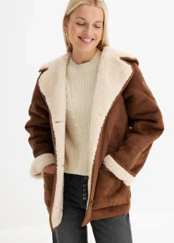 Online Shearling Jacke mit Kapuze Damen Jacken & Mäntel