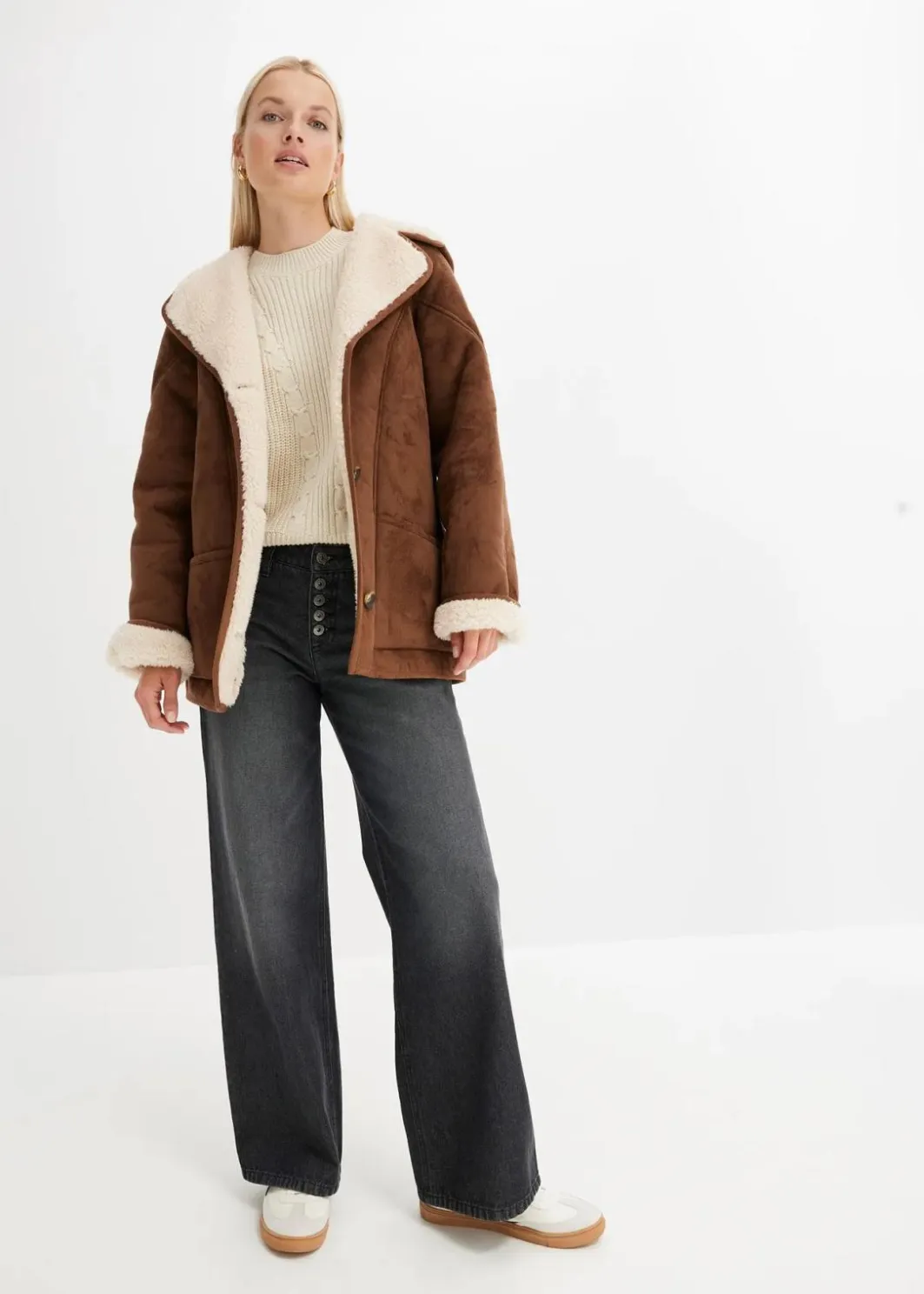 Online Shearling Jacke mit Kapuze Damen Jacken & Mäntel