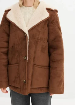 Online Shearling Jacke mit Kapuze Damen Jacken & Mäntel