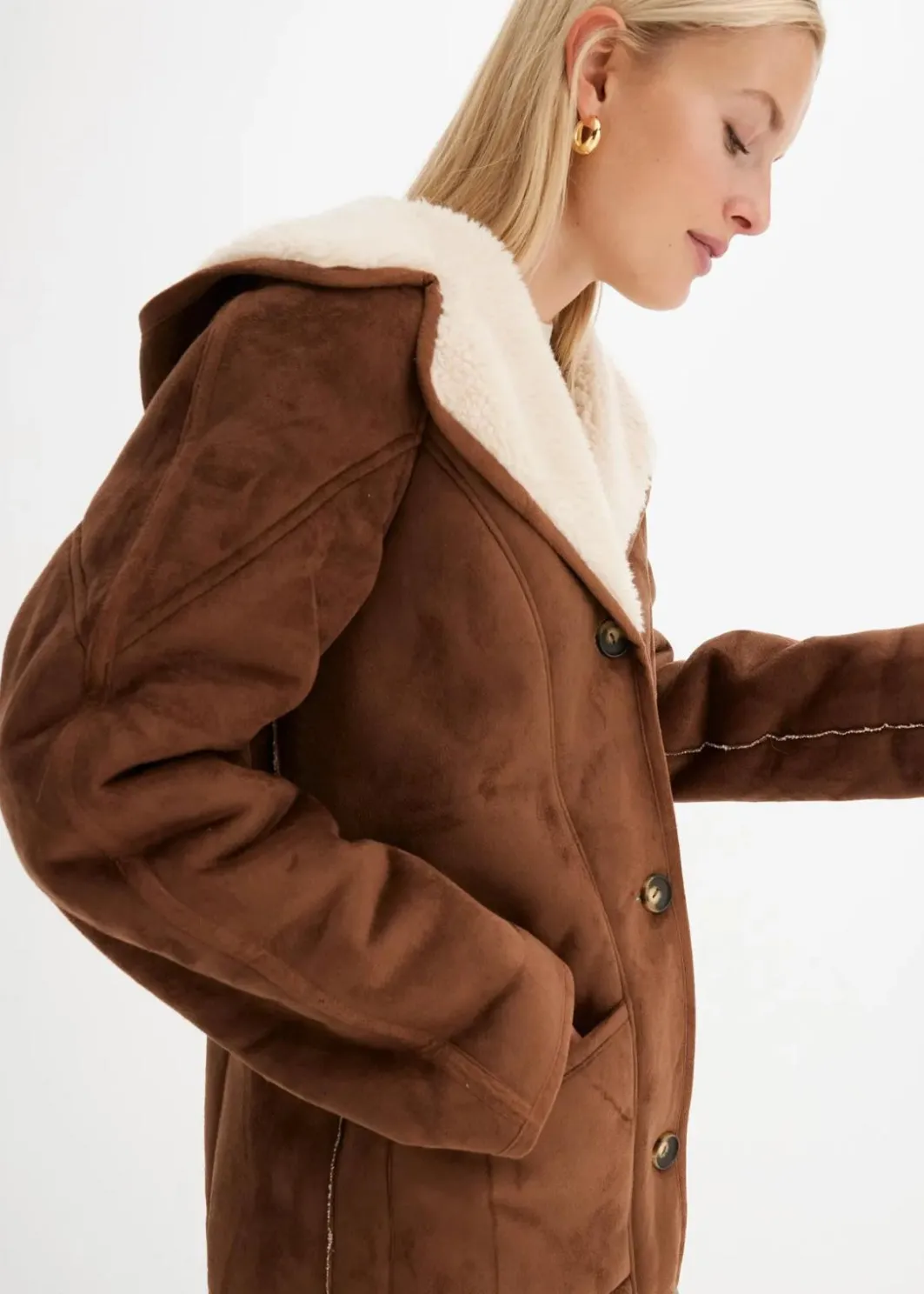 Online Shearling Jacke mit Kapuze Damen Jacken & Mäntel