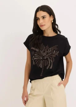 Damen bonprix Shirts & Tops|Shirt aus Baumwolle mit Nietenapplikation