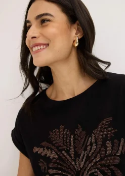 Damen bonprix Shirts & Tops|Shirt aus Baumwolle mit Nietenapplikation