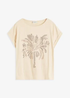 Damen bonprix Shirts & Tops|Shirt aus Baumwolle mit Nietenapplikation