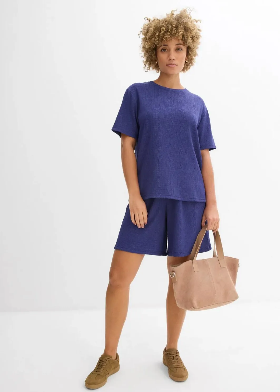 Damen bonprix Zweiteiler & Sets|Shirts & Tops|Shirt aus Borkencrepe