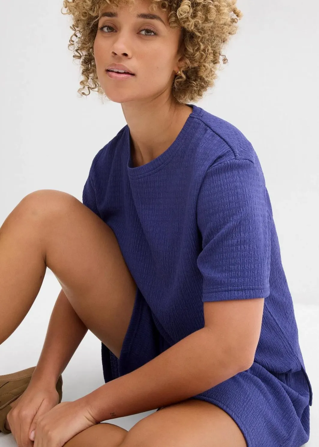 Damen bonprix Zweiteiler & Sets|Shirts & Tops|Shirt aus Borkencrepe