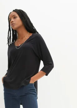 Damen bonprix Shirts & Tops|Shirt aus fließendem Viskose-Mix