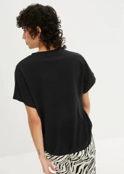 Hot Shirt mit Bindedetail am Saum aus Baumwolle-Viskose-Mix Damen Shirts & Tops