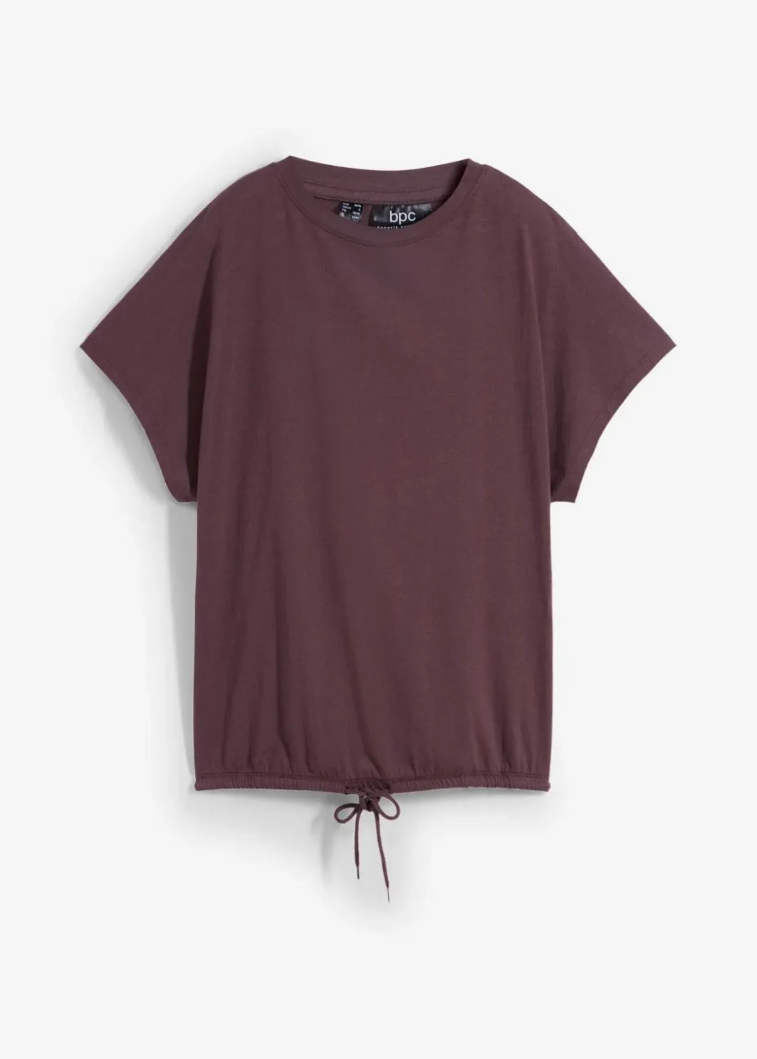 Damen bonprix Shirts & Tops|Shirt mit Bindedetail am Saum aus Baumwolle-Viskose-Mix