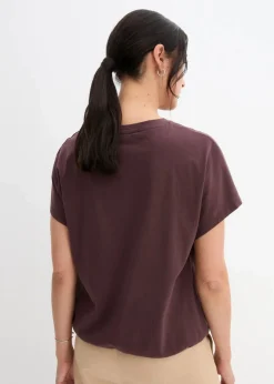 Damen bonprix Shirts & Tops|Shirt mit Bindedetail am Saum aus Baumwolle-Viskose-Mix