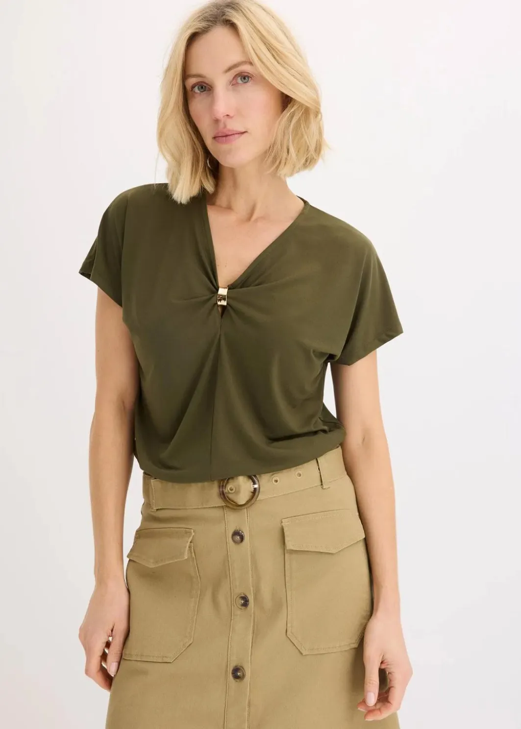Damen bonprix Shirts & Tops|Shirt mit dekorativem Ring