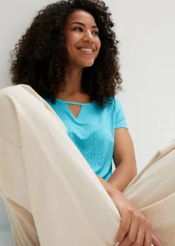 Damen bonprix Shirts & Tops|Shirt mit Gummizug, Kurzarm