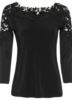 Discount Shirt mit Häkeleinsatz und 3/4 Arm Damen Shirts & Tops