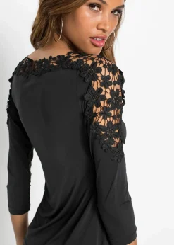 Discount Shirt mit Häkeleinsatz und 3/4 Arm Damen Shirts & Tops