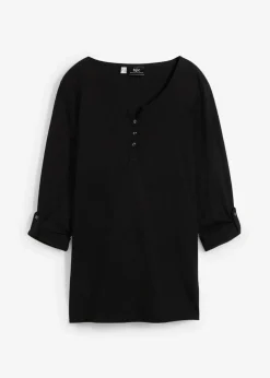 Damen bonprix Nachhaltigere Materialien|Shirts & Tops|Shirt mit Knopfleiste aus reiner Bio-Baumwolle
