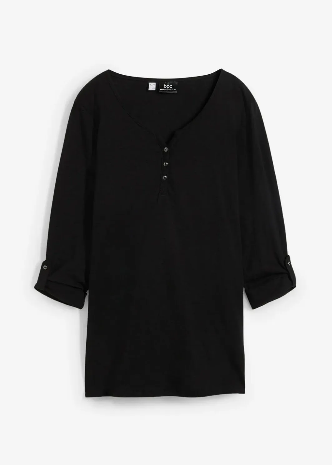 Damen bonprix Nachhaltigere Materialien|Shirts & Tops|Shirt mit Knopfleiste aus reiner Bio-Baumwolle