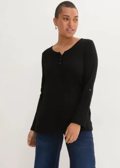 Damen bonprix Nachhaltigere Materialien|Shirts & Tops|Shirt mit Knopfleiste aus reiner Bio-Baumwolle