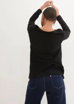 Damen bonprix Nachhaltigere Materialien|Shirts & Tops|Shirt mit Knopfleiste aus reiner Bio-Baumwolle