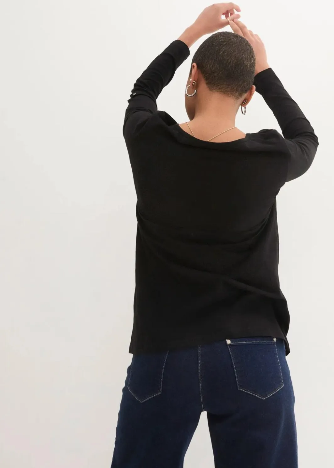 Damen bonprix Nachhaltigere Materialien|Shirts & Tops|Shirt mit Knopfleiste aus reiner Bio-Baumwolle