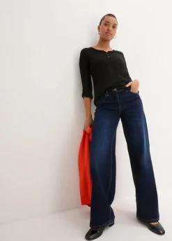 Damen bonprix Nachhaltigere Materialien|Shirts & Tops|Shirt mit Knopfleiste aus reiner Bio-Baumwolle