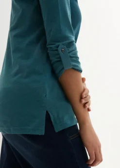 Damen bonprix Shirts & Tops|Nachhaltigere Materialien|Shirt mit Knopfleiste aus reiner Bio-Baumwolle