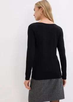 Damen bonprix Nachhaltigere Materialien|Shirts & Tops|Shirt mit Mesheinsatz und Glitzersteinchen
