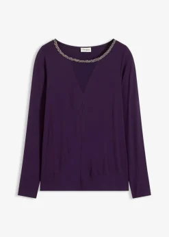 Online Shirt mit Mesheinsatz und Glitzersteinchen Damen Shirts & Tops|Nachhaltigere Materialien