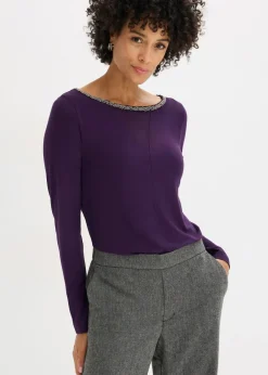 Online Shirt mit Mesheinsatz und Glitzersteinchen Damen Shirts & Tops|Nachhaltigere Materialien