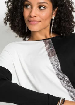 Damen bonprix Shirts & Tops|Nachhaltigere Materialien|Shirt mit Pailletten