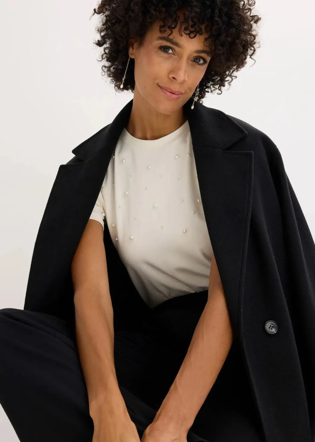 Damen bonprix Shirts & Tops|Shirt mit Perlen-Applikation