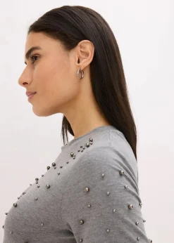 Damen bonprix Shirts & Tops|Shirt mit Perlen-Applikation