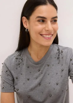 Damen bonprix Shirts & Tops|Shirt mit Perlen-Applikation