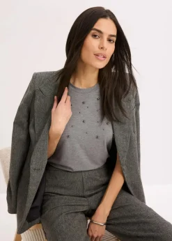 Damen bonprix Shirts & Tops|Shirt mit Perlen-Applikation
