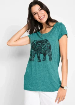 Damen bonprix Shirts & Tops|Nachhaltigere Materialien|Shirt mit platziertem Print aus Bio-Baumwolle, kurzarm
