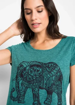 Damen bonprix Shirts & Tops|Nachhaltigere Materialien|Shirt mit platziertem Print aus Bio-Baumwolle, kurzarm
